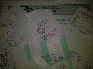 travel and expense receipts